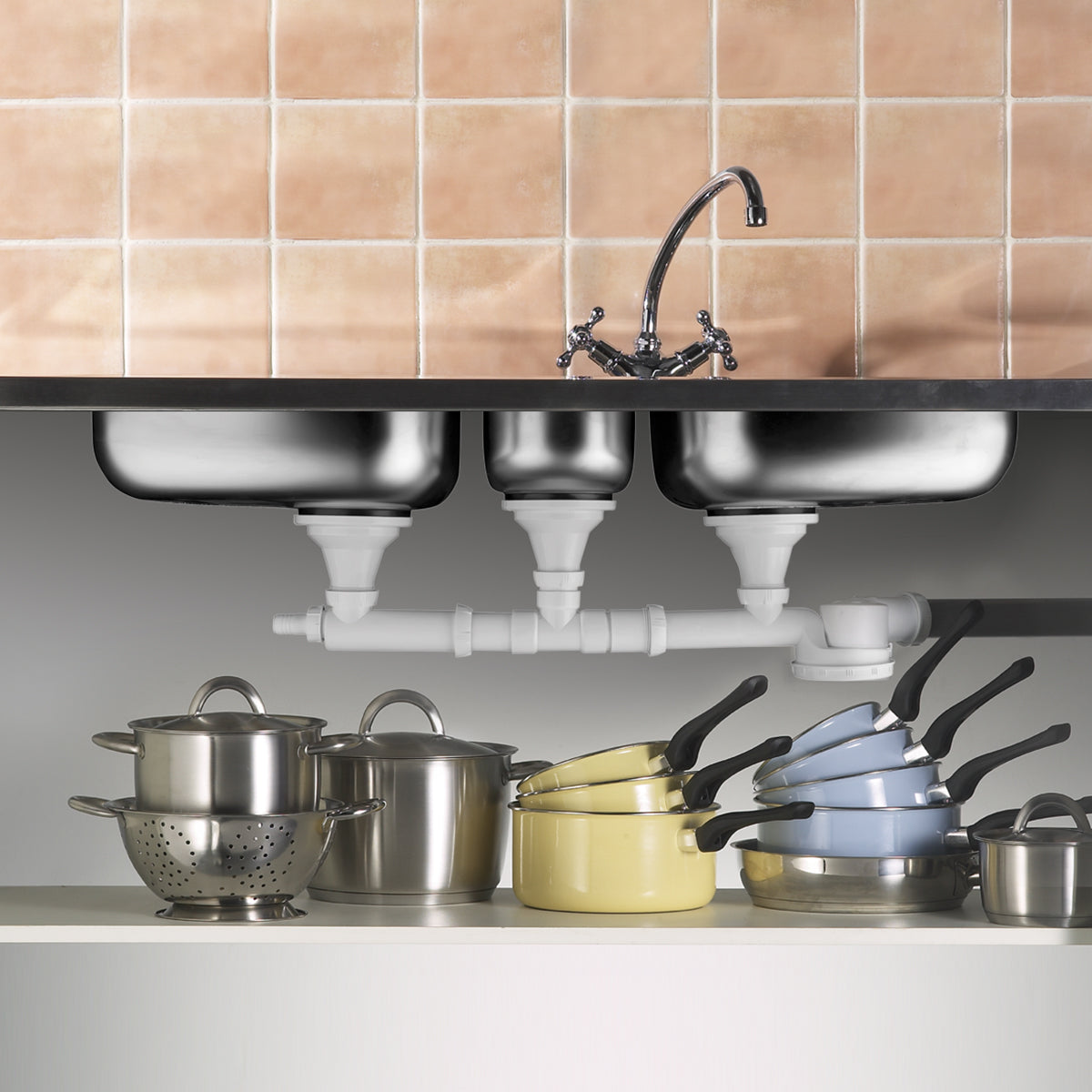 Wirquin Trap Sink Espace Triple Bowl + W/M Conn