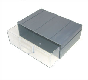 Drawer 3 U 1 Compart Grey/Clear 3 D 60x178x124mm