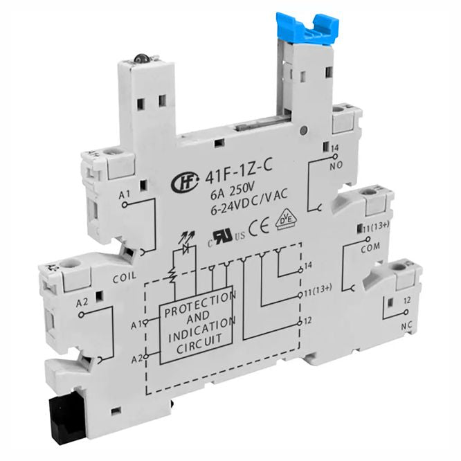 Relay Base Din Rail Mount (Thin) 6 24 Vac/Dc 6 A@250 V 41 F 1 Z C4 1(262)