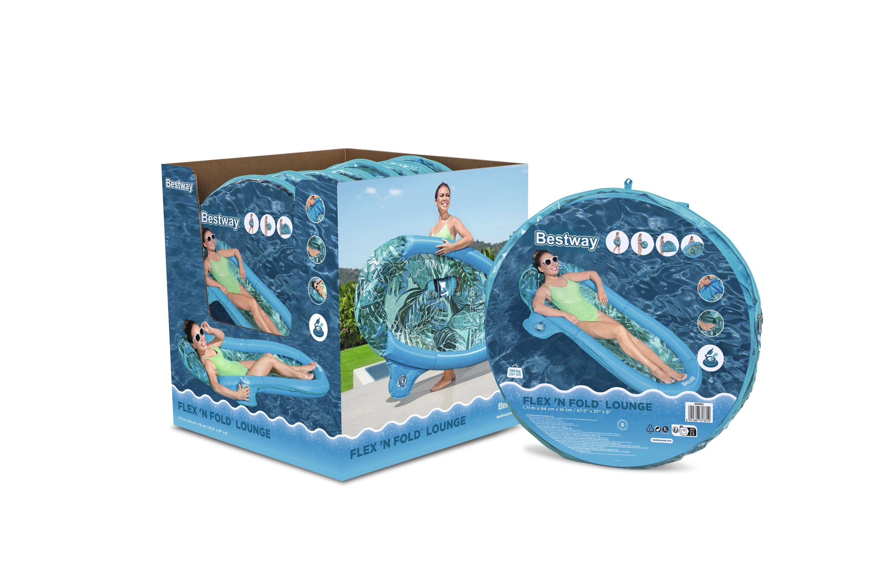 Bestway 1.71m X 94cm X 16cm Flex 'N Fold Lounge