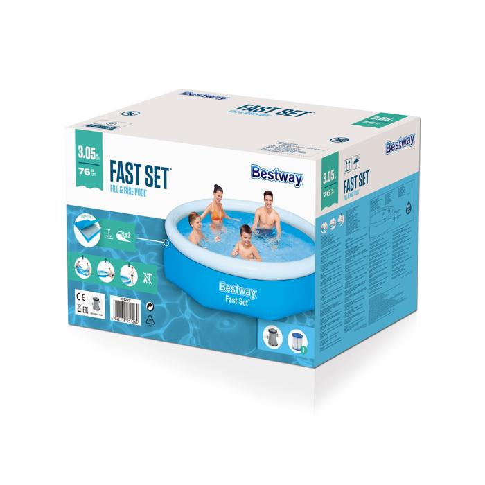 Bestway 305cm X 76cm Fast Set Poo Set With Pump 3,800 L