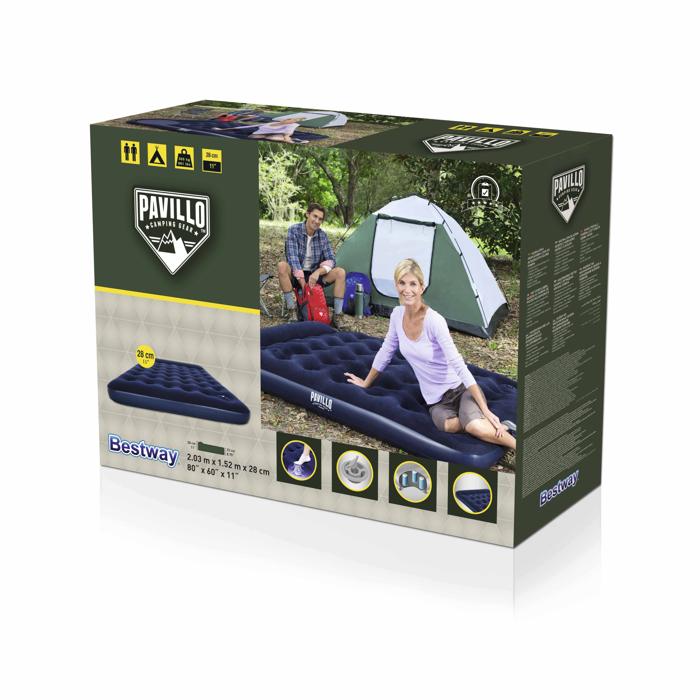Bestway 203cm X 152cm X 28cm Pavillo Airbed Queen Built In Foot Pump