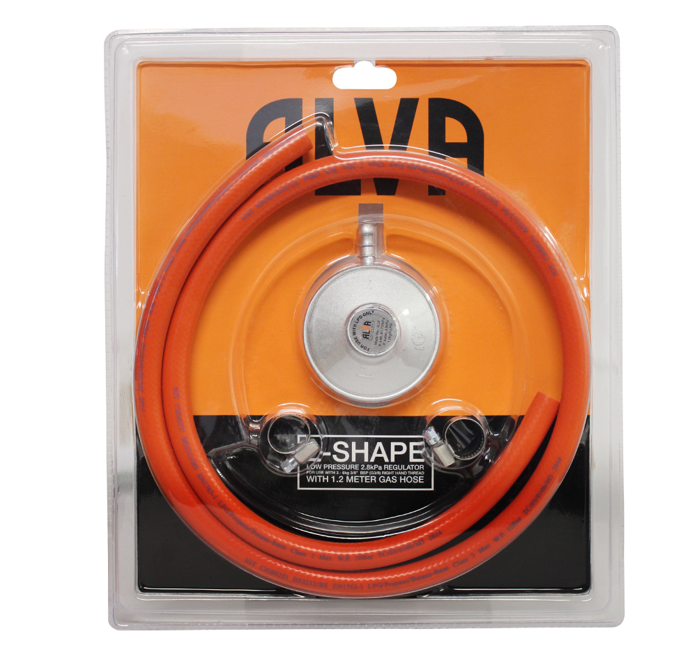 ALVA - L-SHAPE GAS REGULATOR & 1.2M HOSE KIT