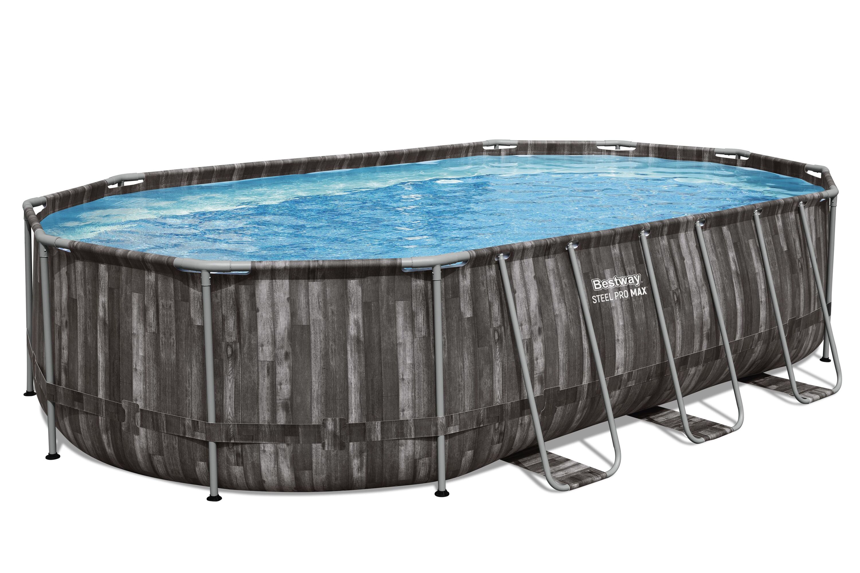 Bestway 6.10m X 3.66m X 1.22m Steel Pro Max Oval Pool Set 20, 241 L