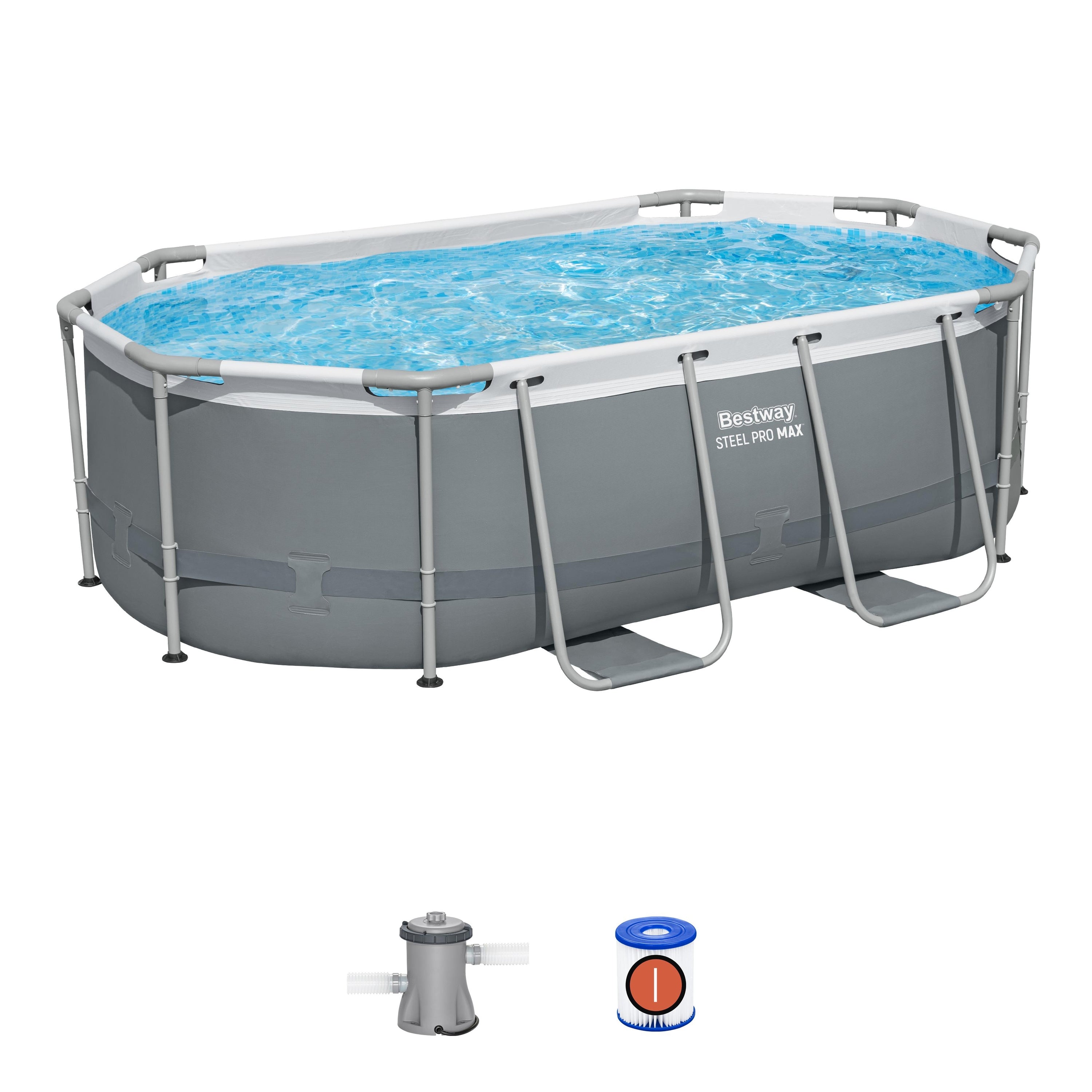Bestway 3.05m X 2.00m X 84cm Steel Pro Max Oval Pool Set 3,668 L