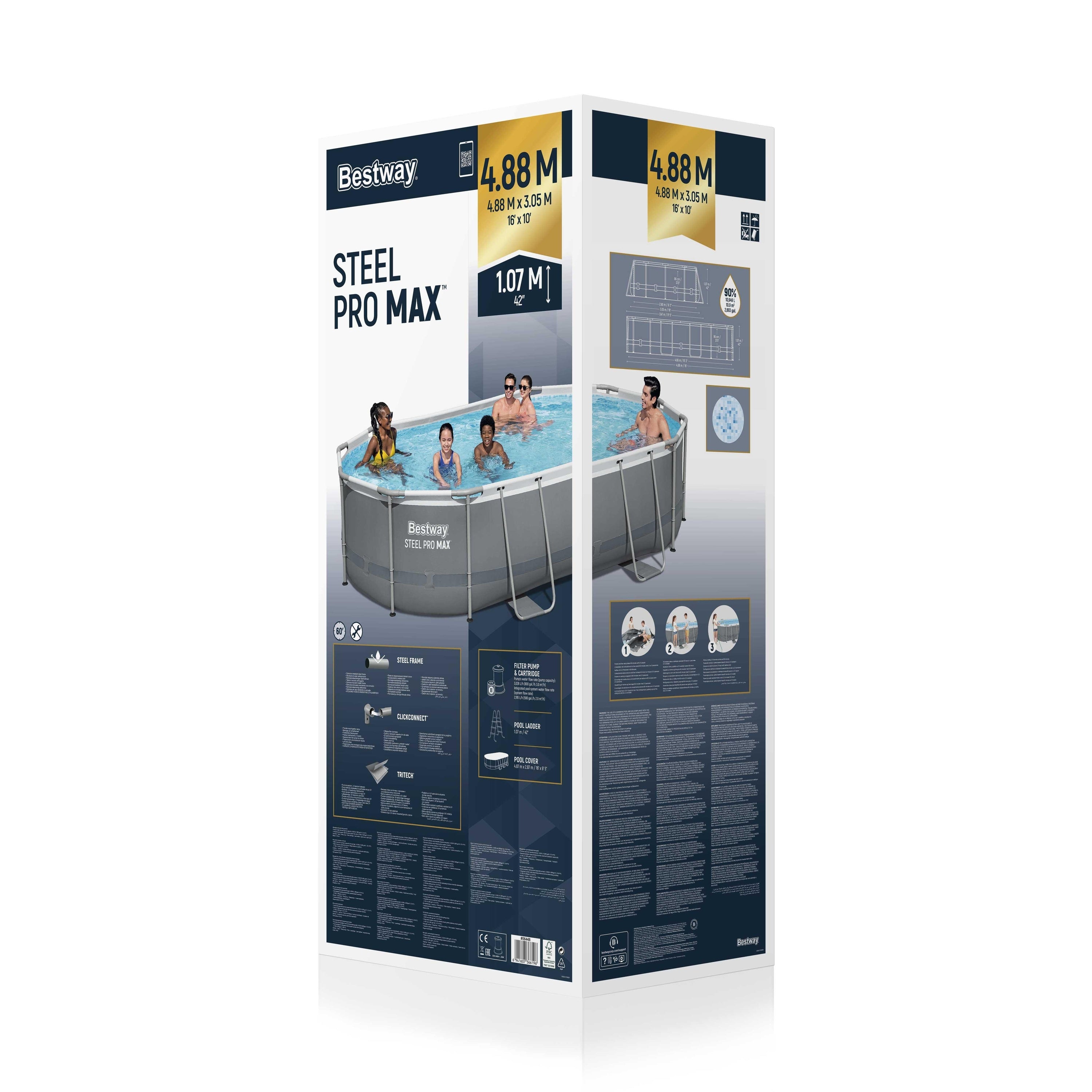 Bestway 4.88m X 3.05m X 1.07m Steel Pro Max Oval Pool Set 10,949 L