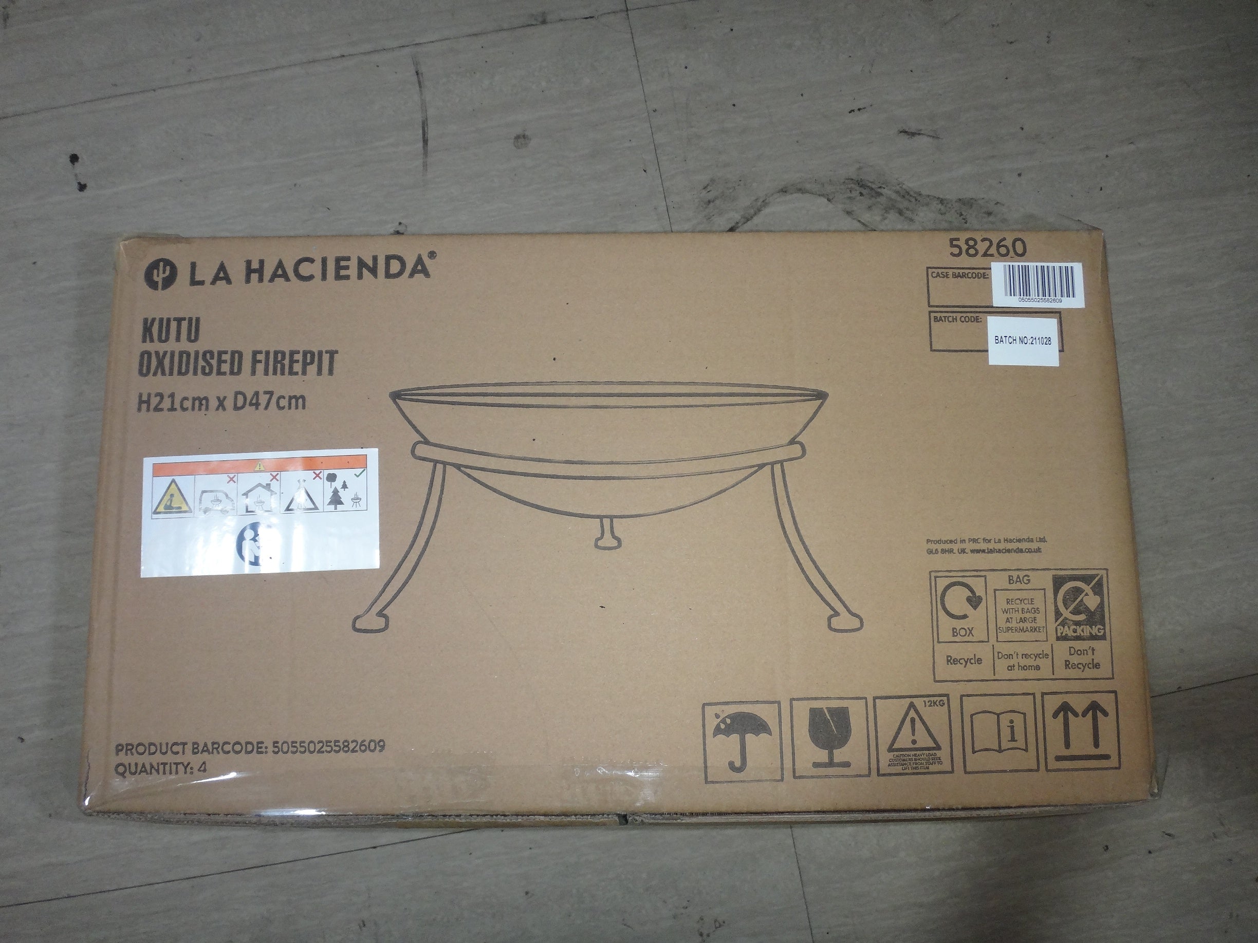 La Hacienda Kutu Oxidised Firepit L 47 Cm X W 47 Cm X H 21 Cm