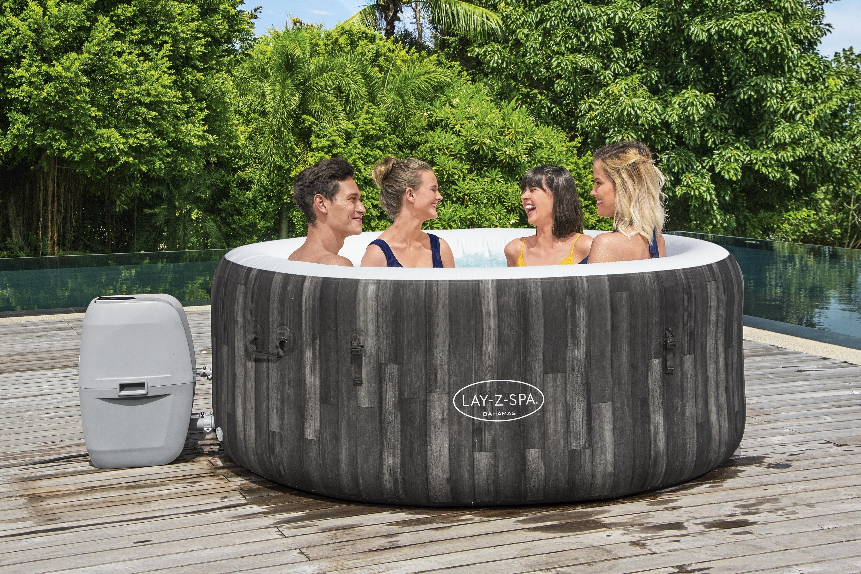 Bestway 1.80m X 66cm Bahamas Air Jet 4 Dark Wood Lay Z Spa 669 L