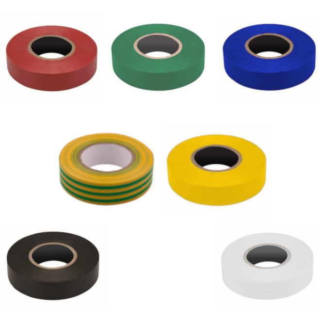18mm Pvc Insulation Tape Assortment Pack 7 Colours 610 Tape Pack