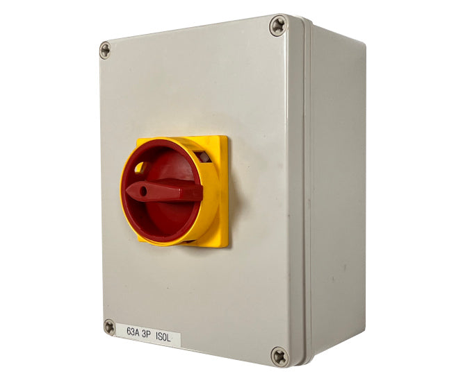 Lock Isolator Switch On Off 63 A 440 V 3 P + Encl 145x100x195mm 63 A 3 P Isol