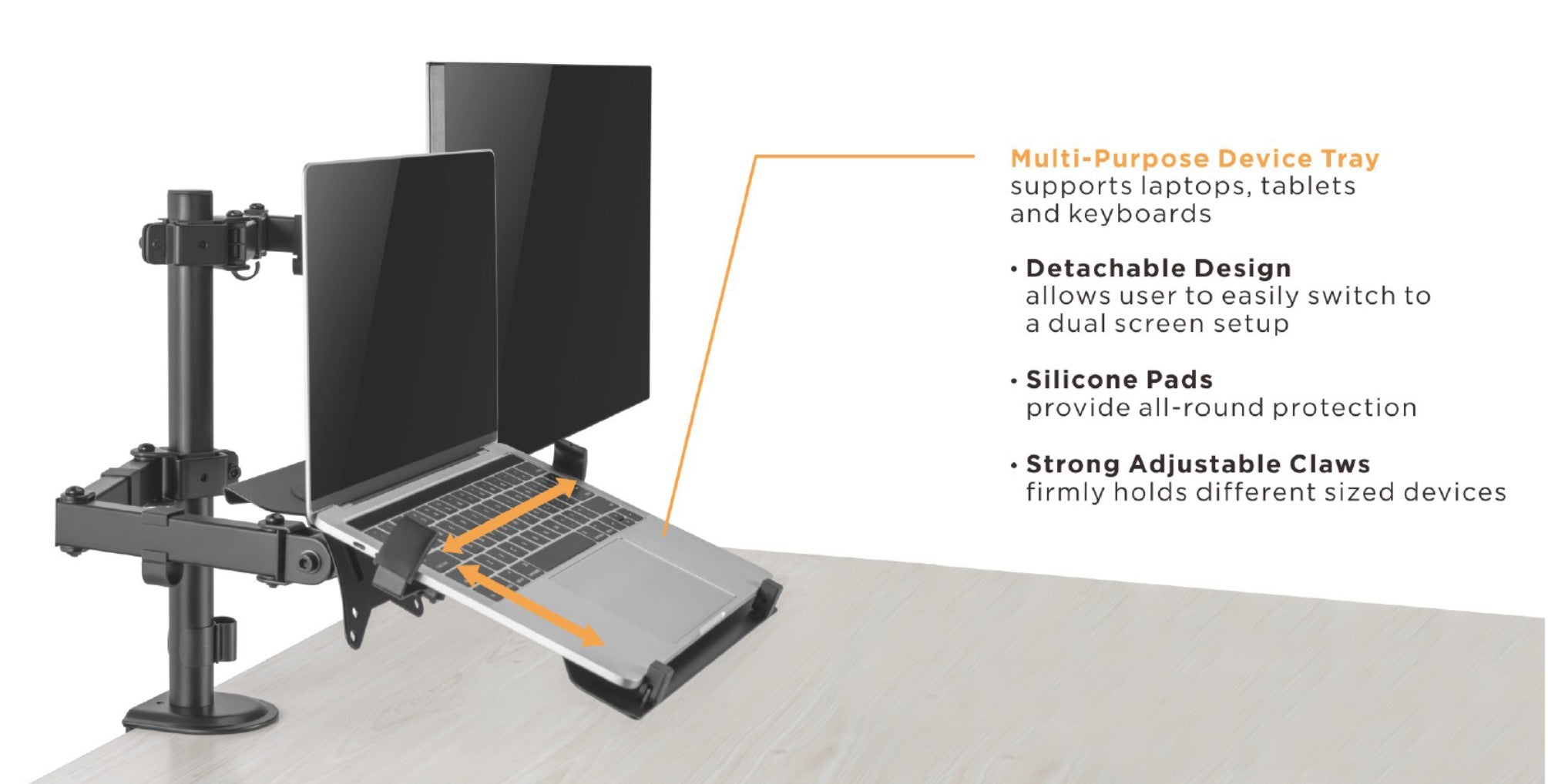 Equip Articulating Dual Arm Desk Mount Bracket for 13"-32" Monitors