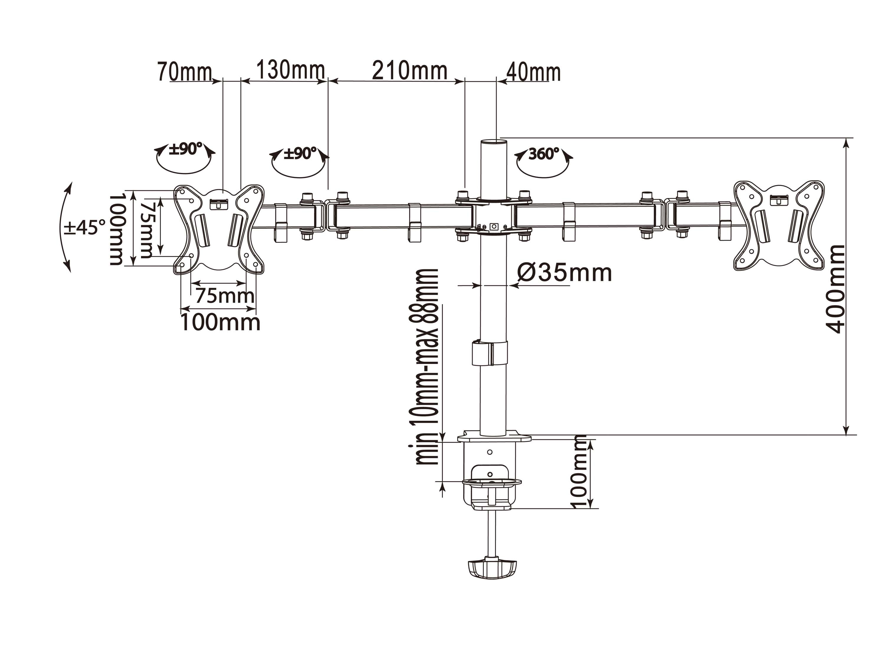 Equip 13"-27" Articulating Dual Monitor Desk Mount Bracket