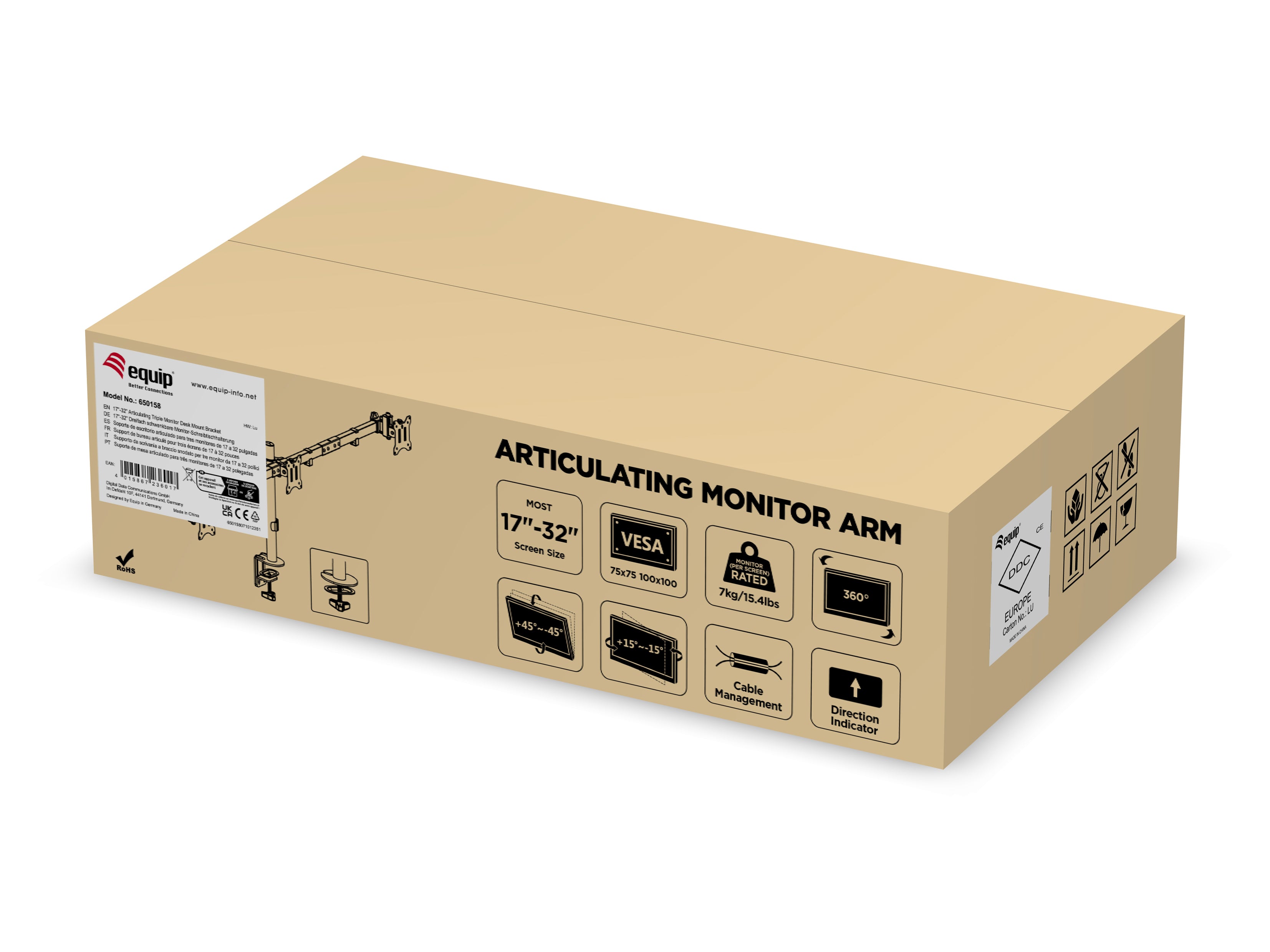 Equip 17-32" Articulating Triple Monitor Desk Mount Bracket