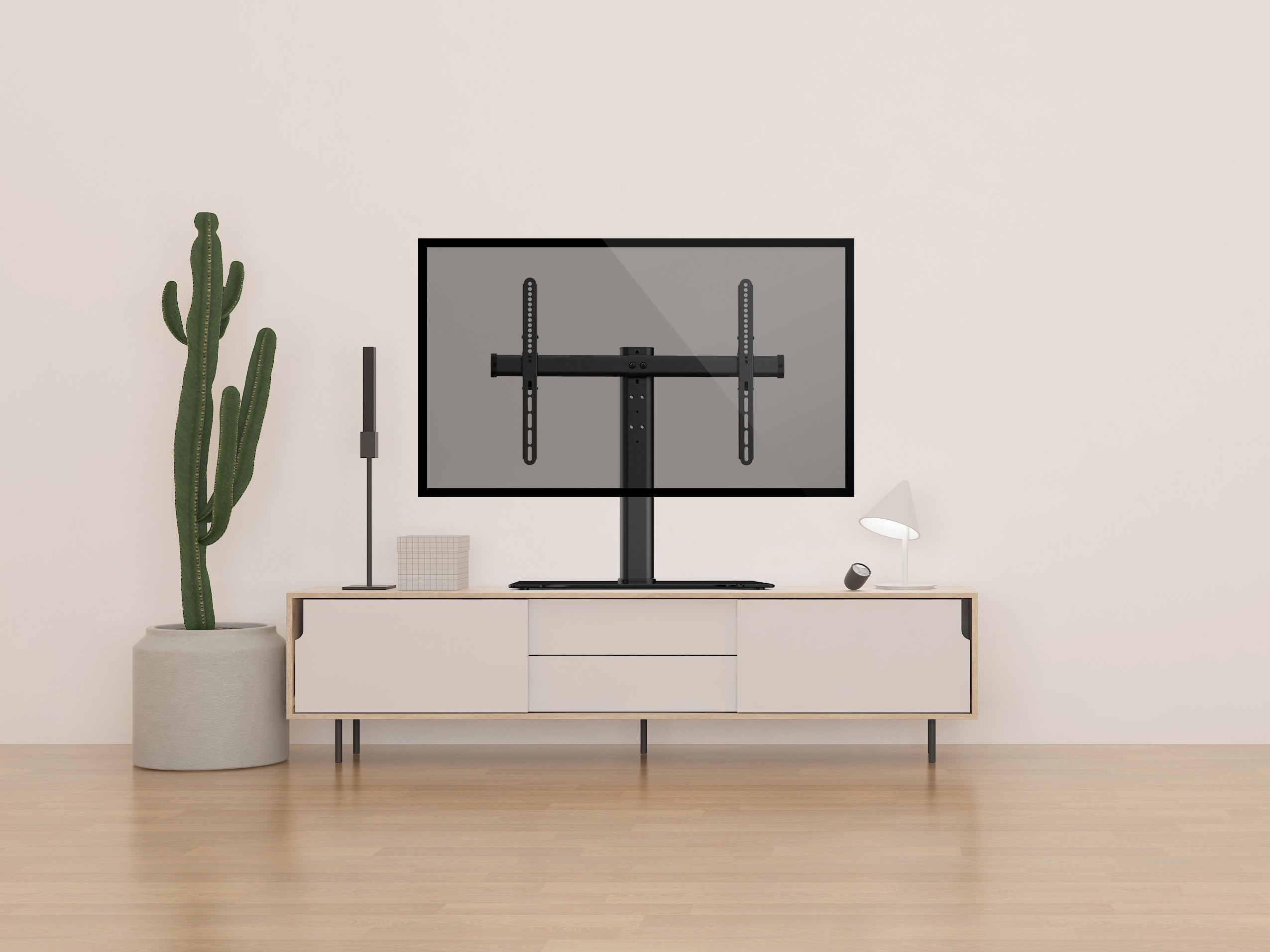 Equip 32"-55" TV Tabletop Stand with Adjustable Height and Glass Base