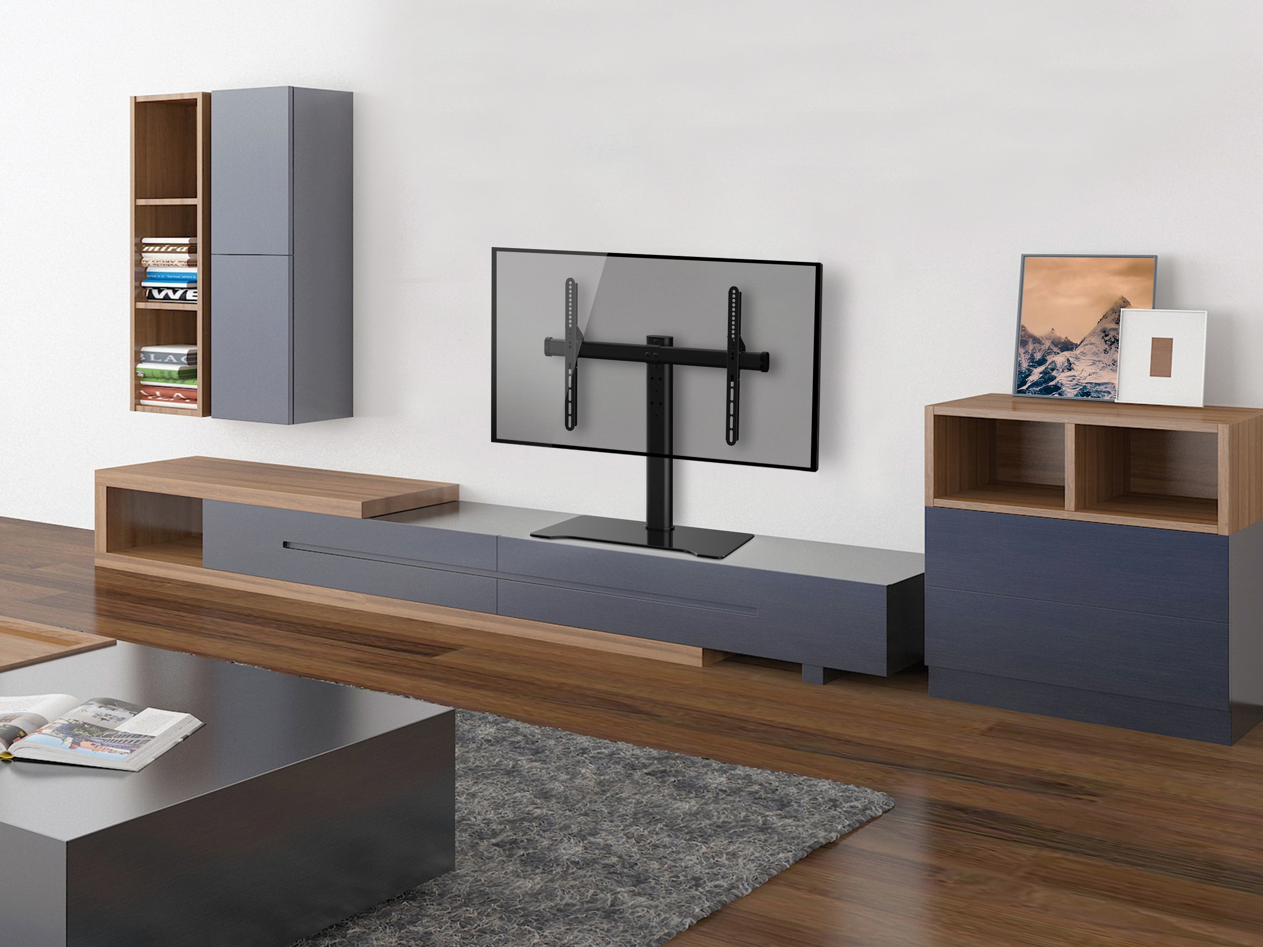 Equip 32"-55" TV Tabletop Stand with Adjustable Height and Glass Base