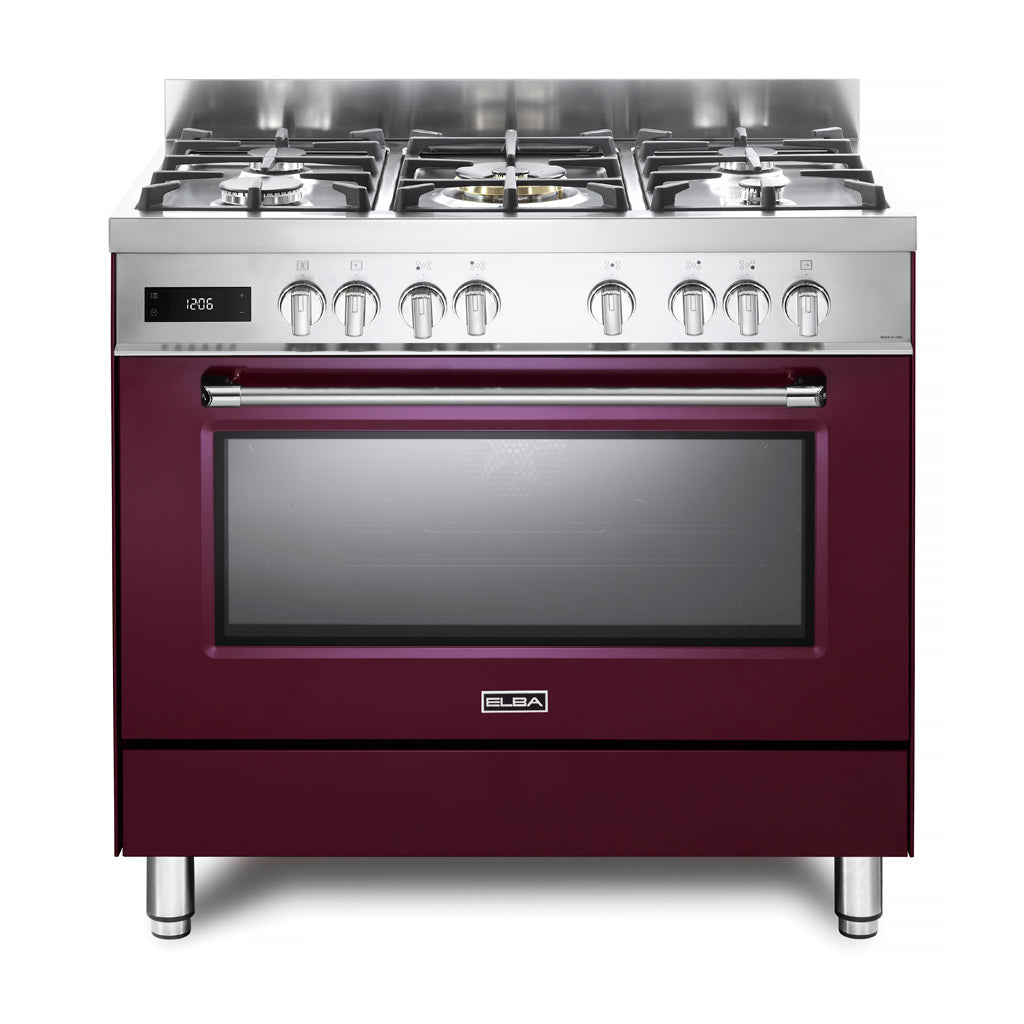 Elba Excellence 90Cm 5 Burner Gas Cooker With Electric Oven- Red