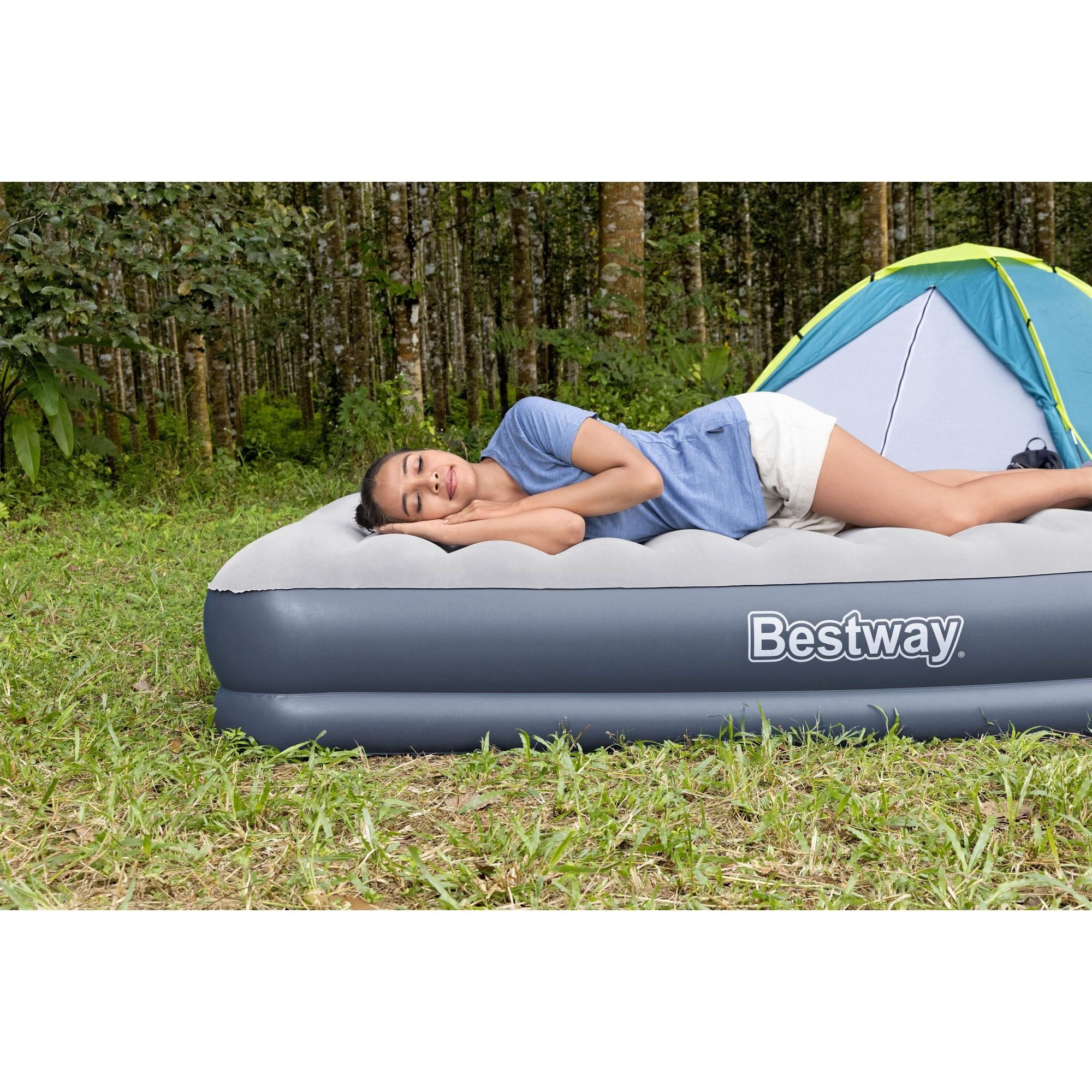 Bestway 2.03m X 1.52m X 36cm Tritech Air Mattress Queen Built In Rechargeable Pump