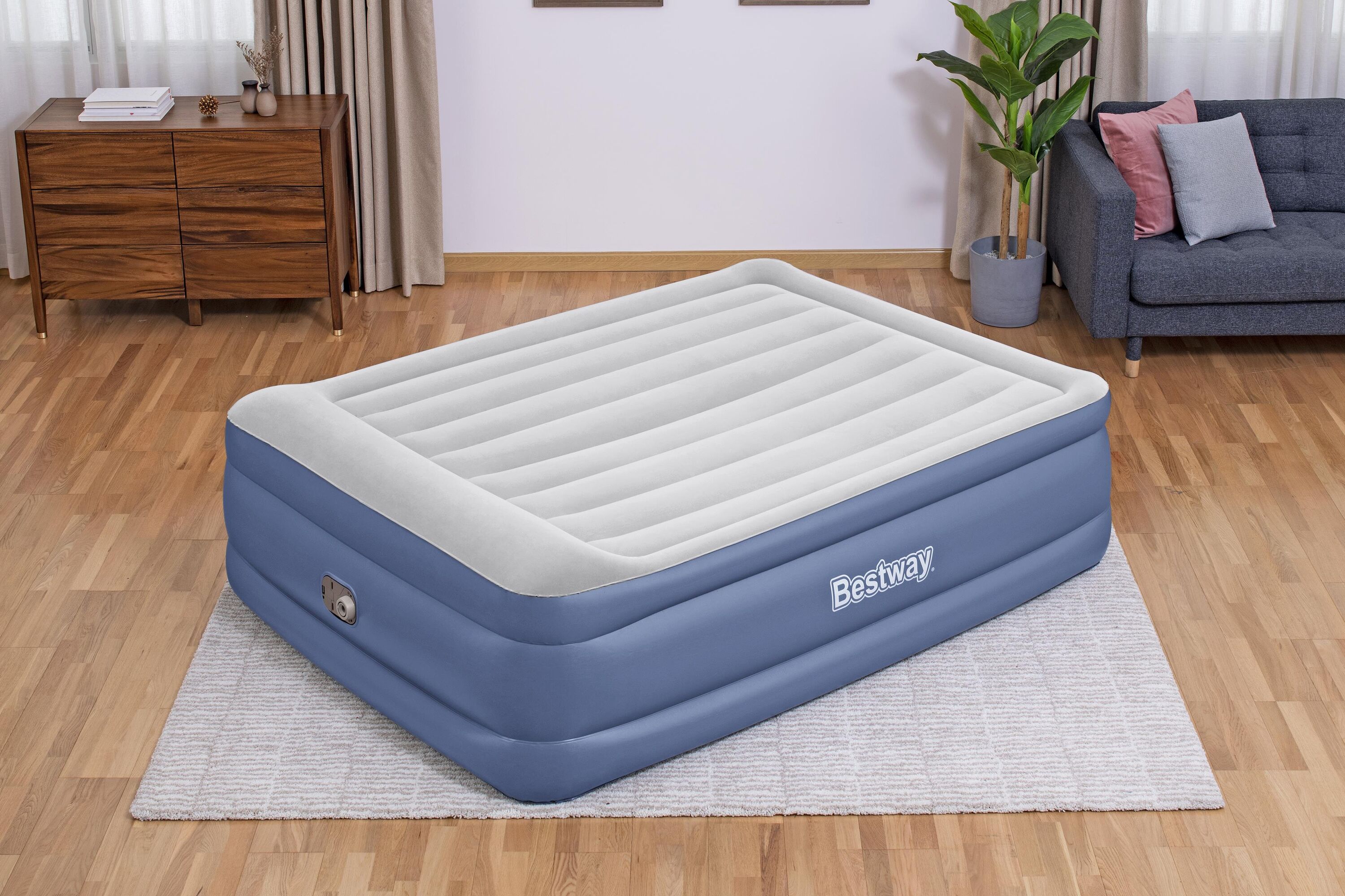 Bestway 2.03m X 1.52m X 56cm Tritech Air Queen Mattress Ac Pump