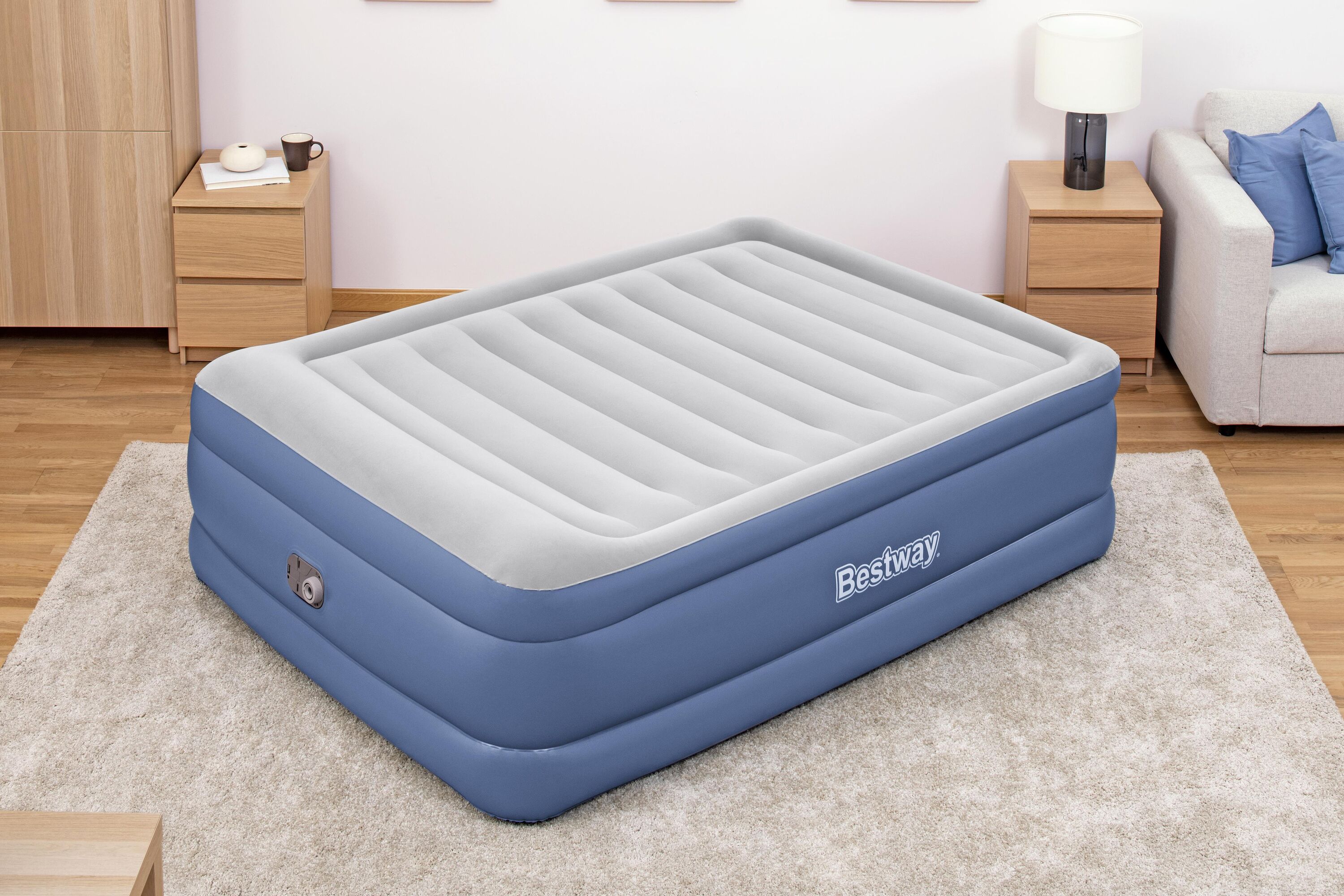 Bestway 2.03m X 1.52m X 61cm Tritech Airbed Queen Built In Ac Pump