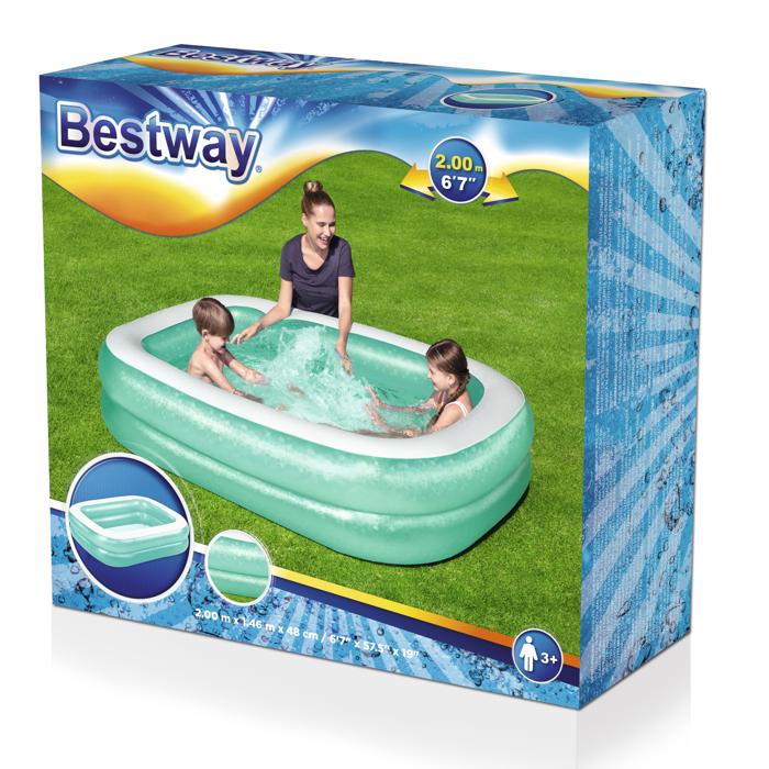 Bestway 201cm X 150cm X 51cm Green Rectangular Family Pool 450 L