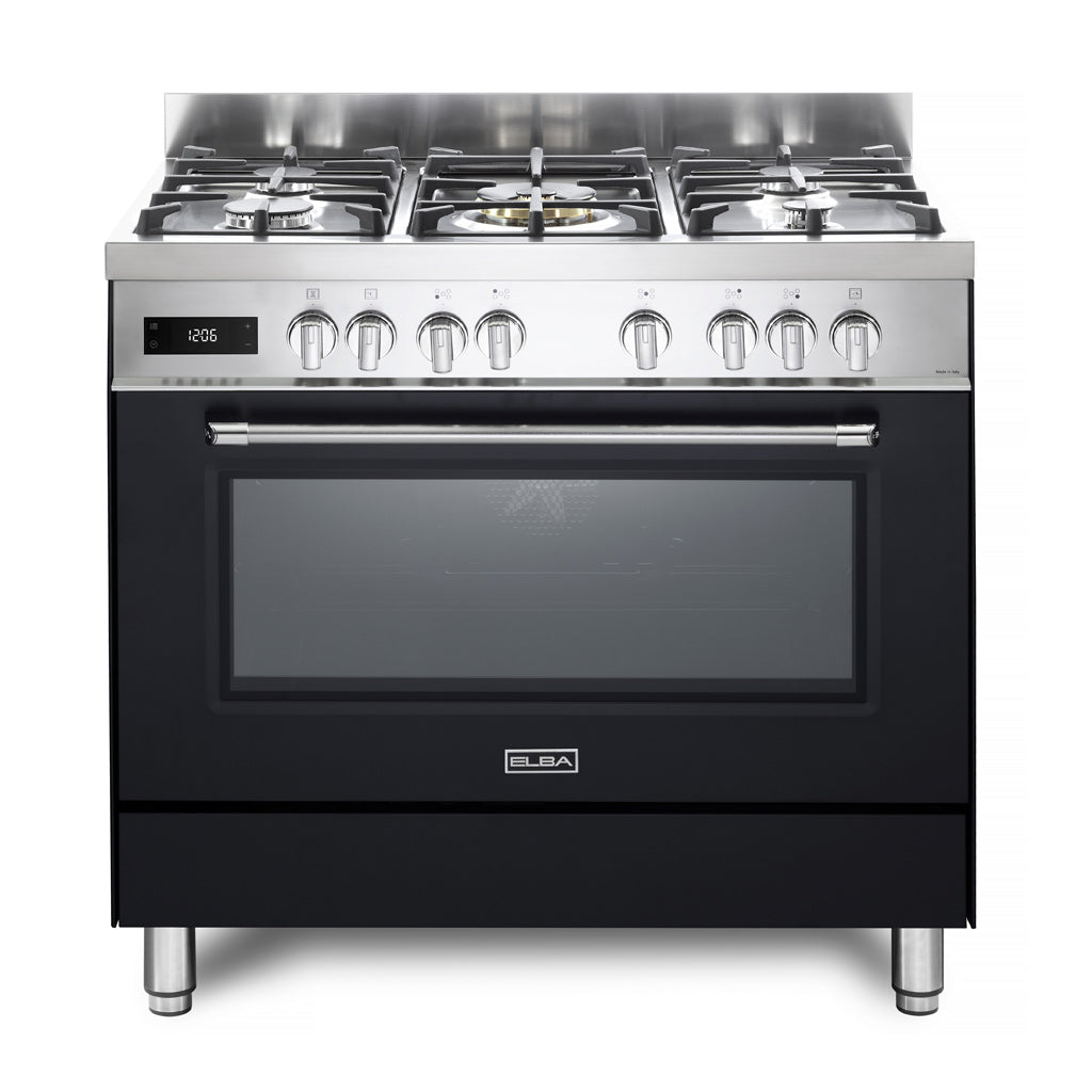 Elba Excellence 90Cm 5 Burner Gas Cooker With Electric Oven- Black