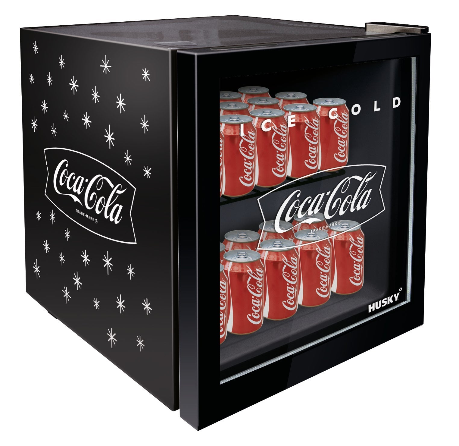 HUSKY - 46L COUNTER-TOP BEVERAGE COOLER W/ GLASS DOOR - COCA COLA - BLACK