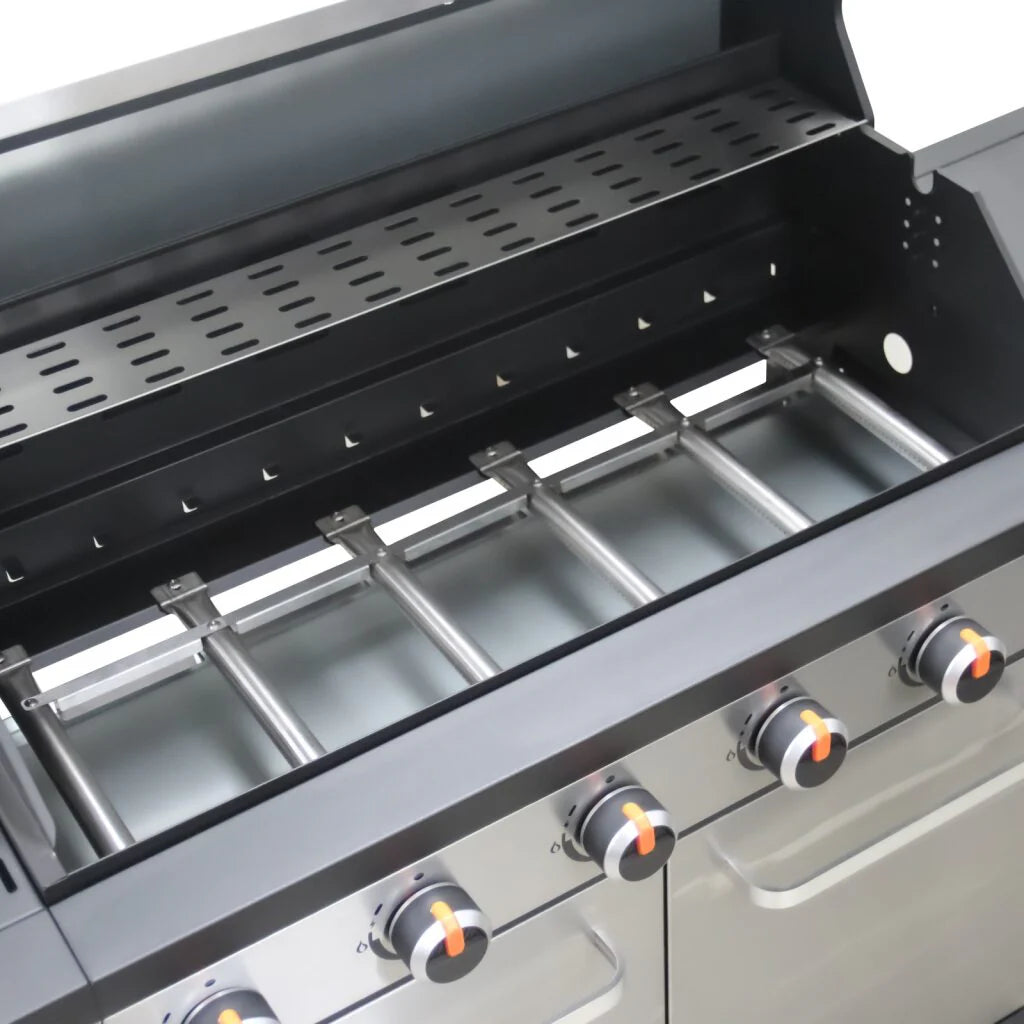 Sierra 6 Burner Bbq With Side Burner – Stainless Steel / Black + Free Tool Set