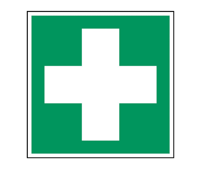 Polyster Fist Aid Sign Green/White H=200mm W=200mm 814597