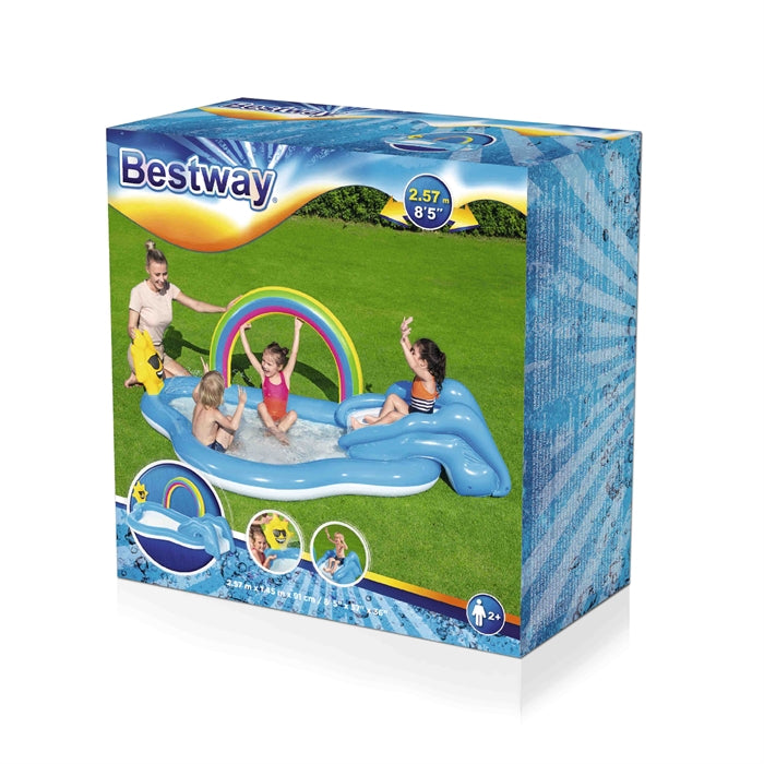 Bestway 2.57m X 1.45m X 91cm Rainbow N' Shine Pool And Play Center 170 L