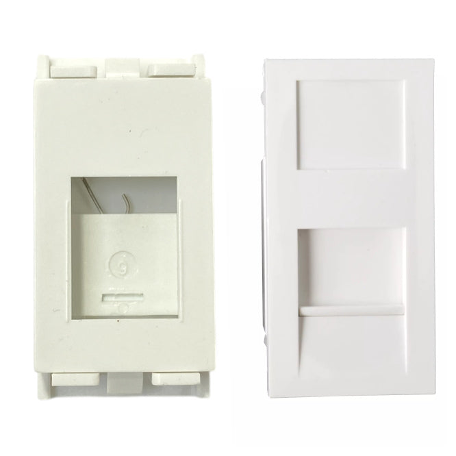 25x50mm 1 Port Snap Shuttered Keystone Adapter White 8 W8 Pkbsn