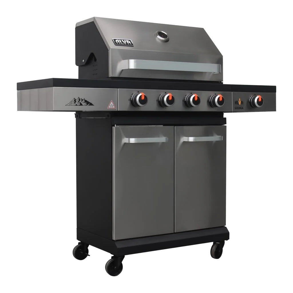 Sierra 4 Burner Bbq With Side Burner – Stainless Steel / Black + Free Tool Set