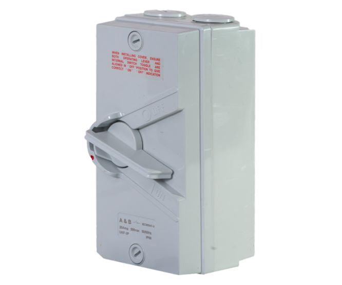 Isolator 20 A 2 P Weatherproof Lockable Abis220 N - Livestainable.co.za