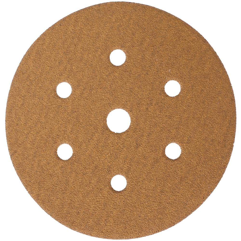 Gold Disc (50 Pieces) 80 Grit 150 Mm X 6+1 Holes Hook And Loop - Livestainable.co.za