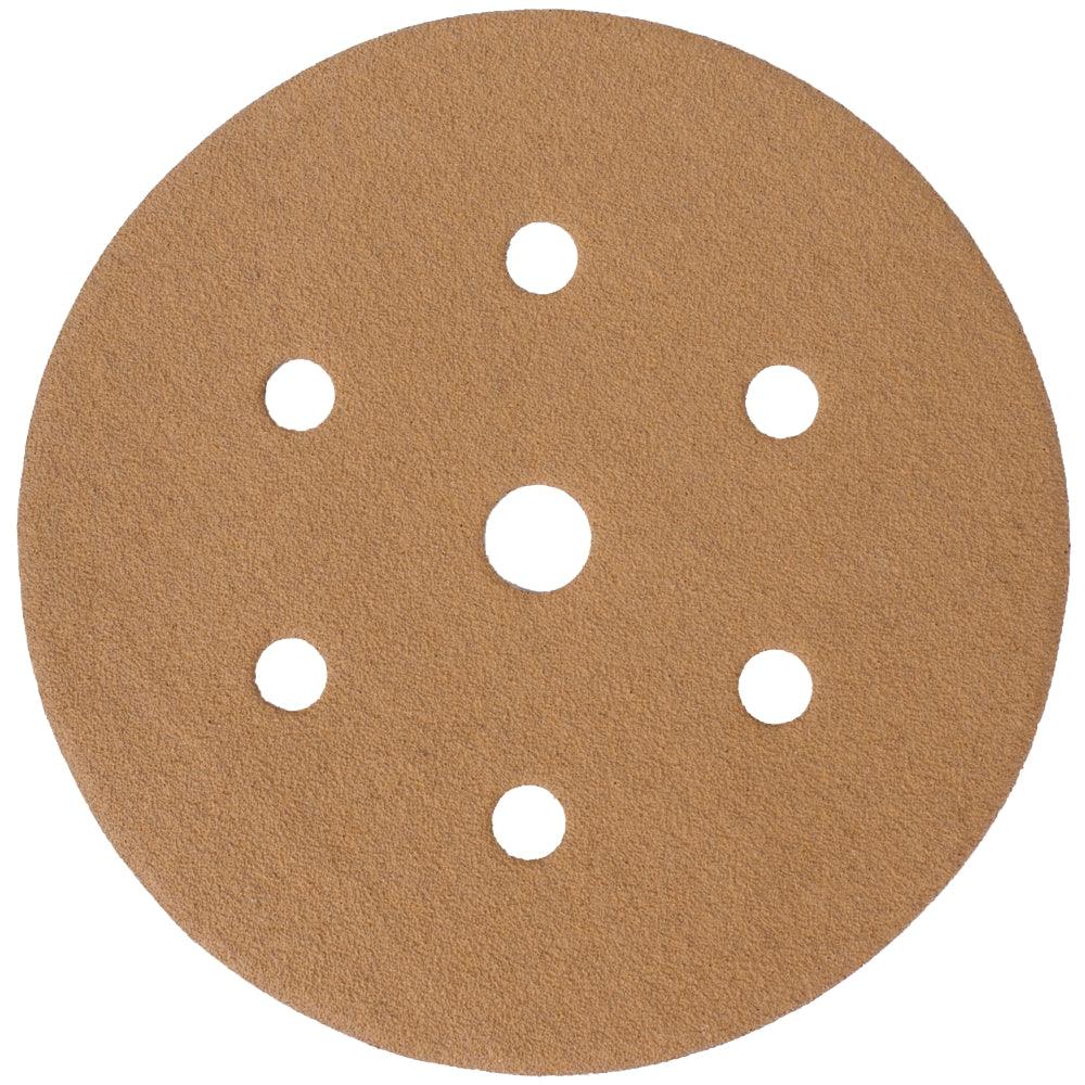 Gold Disc (50 Pieces) 120 Grit 150 Mm X 6+1 Holes Hook And Loop - Livestainable.co.za