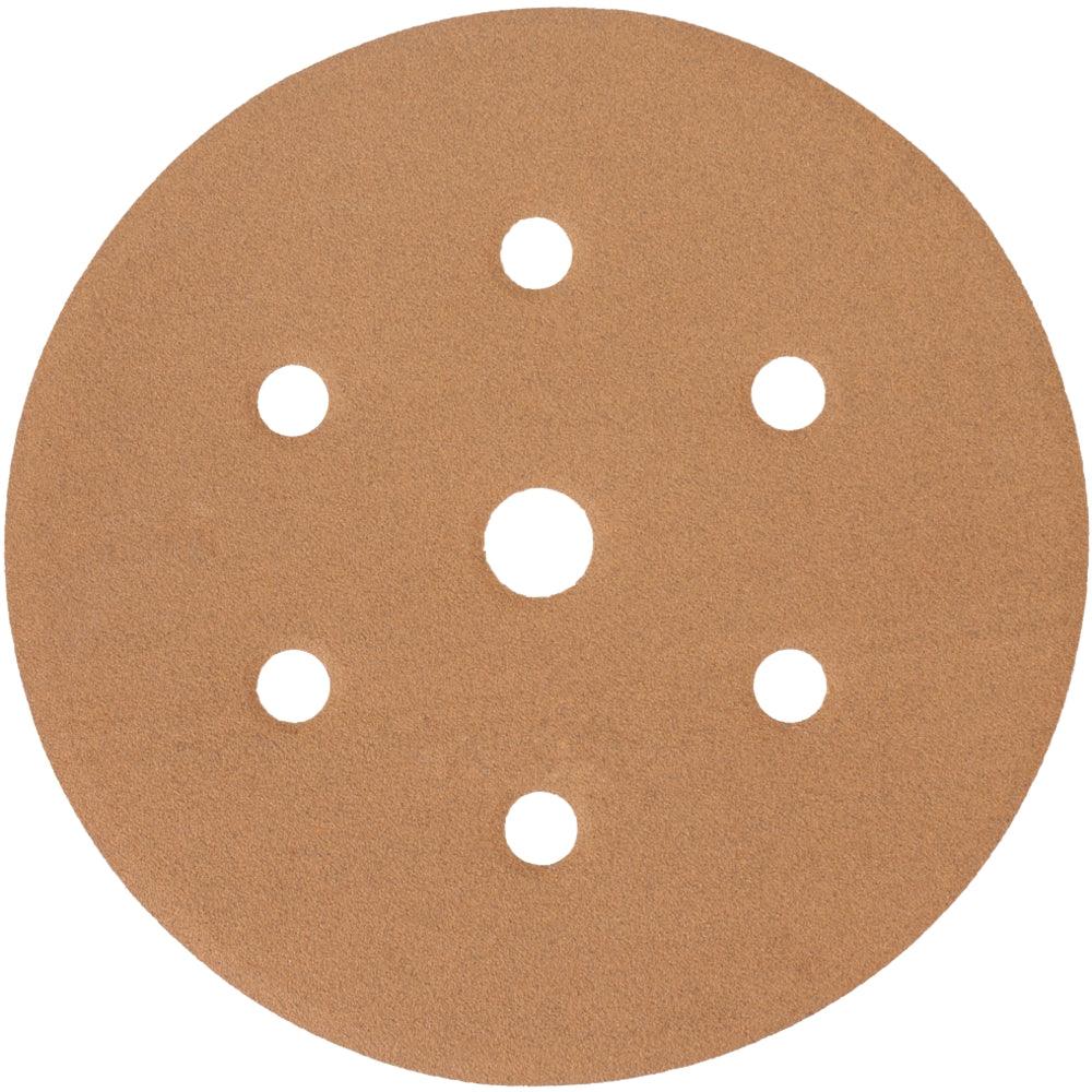 Gold Disc (50 Pieces) 180 Grit 150 Mm X 6+1 Holes Hook And Loop - Livestainable.co.za