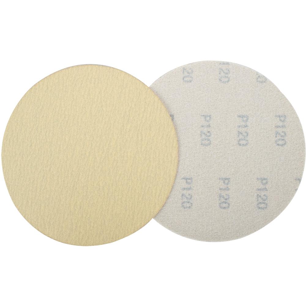 Gold Disc (50 Pieces) 120 Grit 150 Mm Without Hole Hook And Loop - Livestainable.co.za