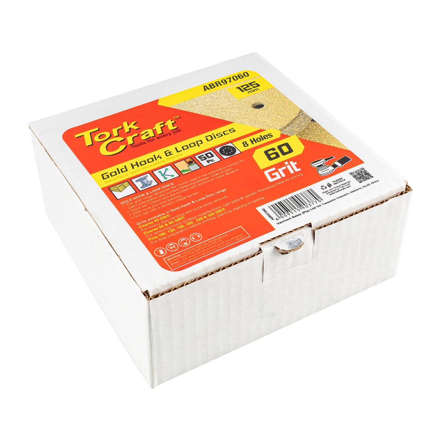 Tork Craft Gold Disc (50 Pieces) 60 Grit 125 Mm X 8 Holes Hook And Loop