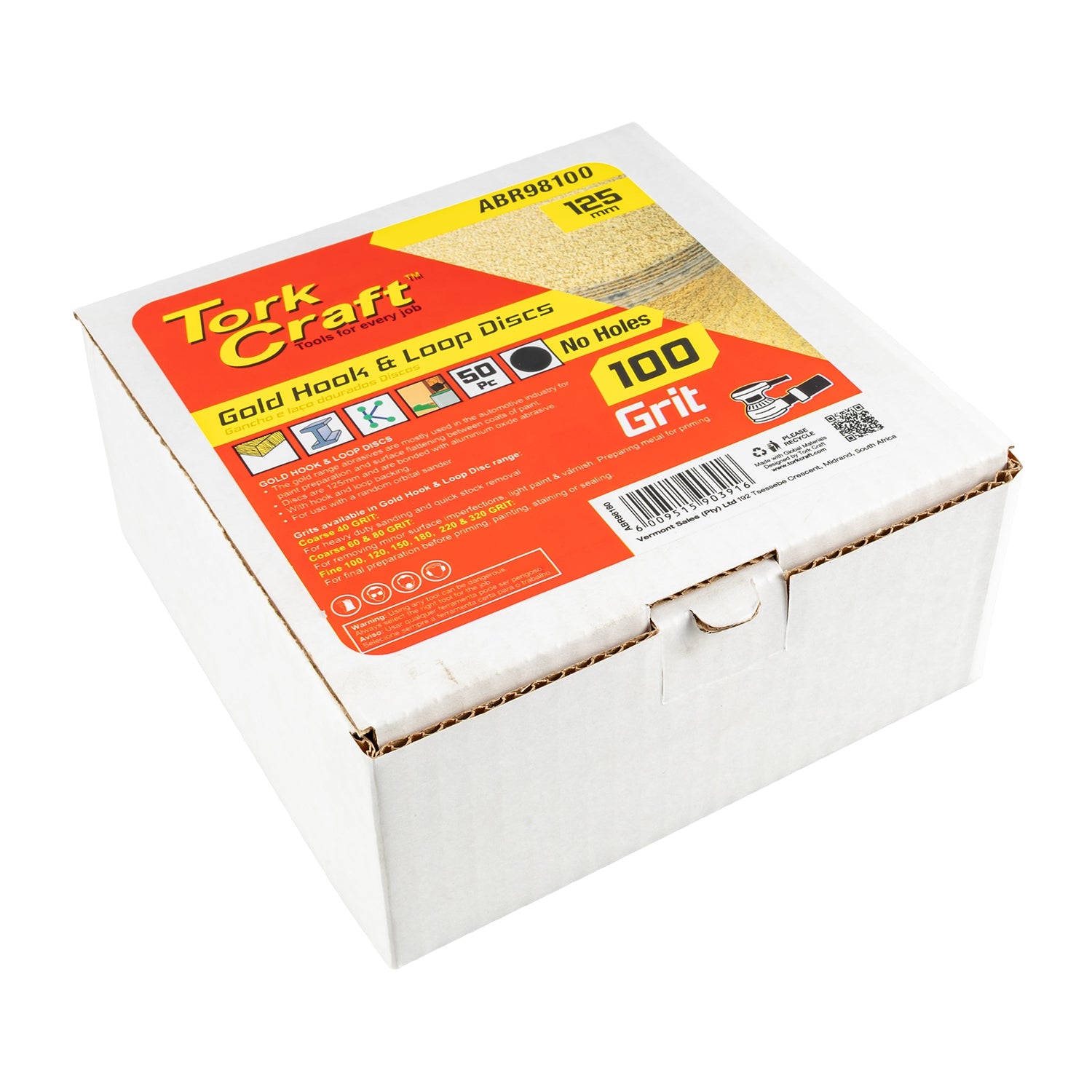 Tork Craft Gold Disc (50 Pieces) 100 Grit 125 Mm Without Hole Hook And Loop