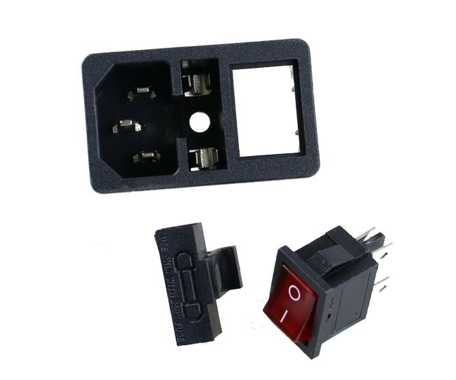 Panel Mount Iec Socket With Fuse & Switch Ac 01 Red