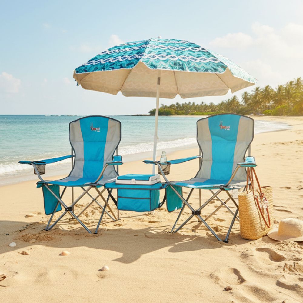 Afritrail Kudu Padded Folding Chair Blue 120kg . 2 Pack