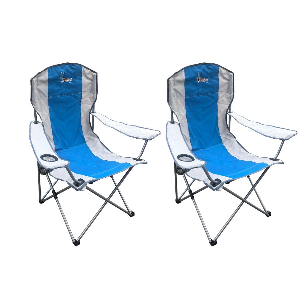 Afritrail Oryx Deluxe Folding Armchair Blue 120kg 2 Pack