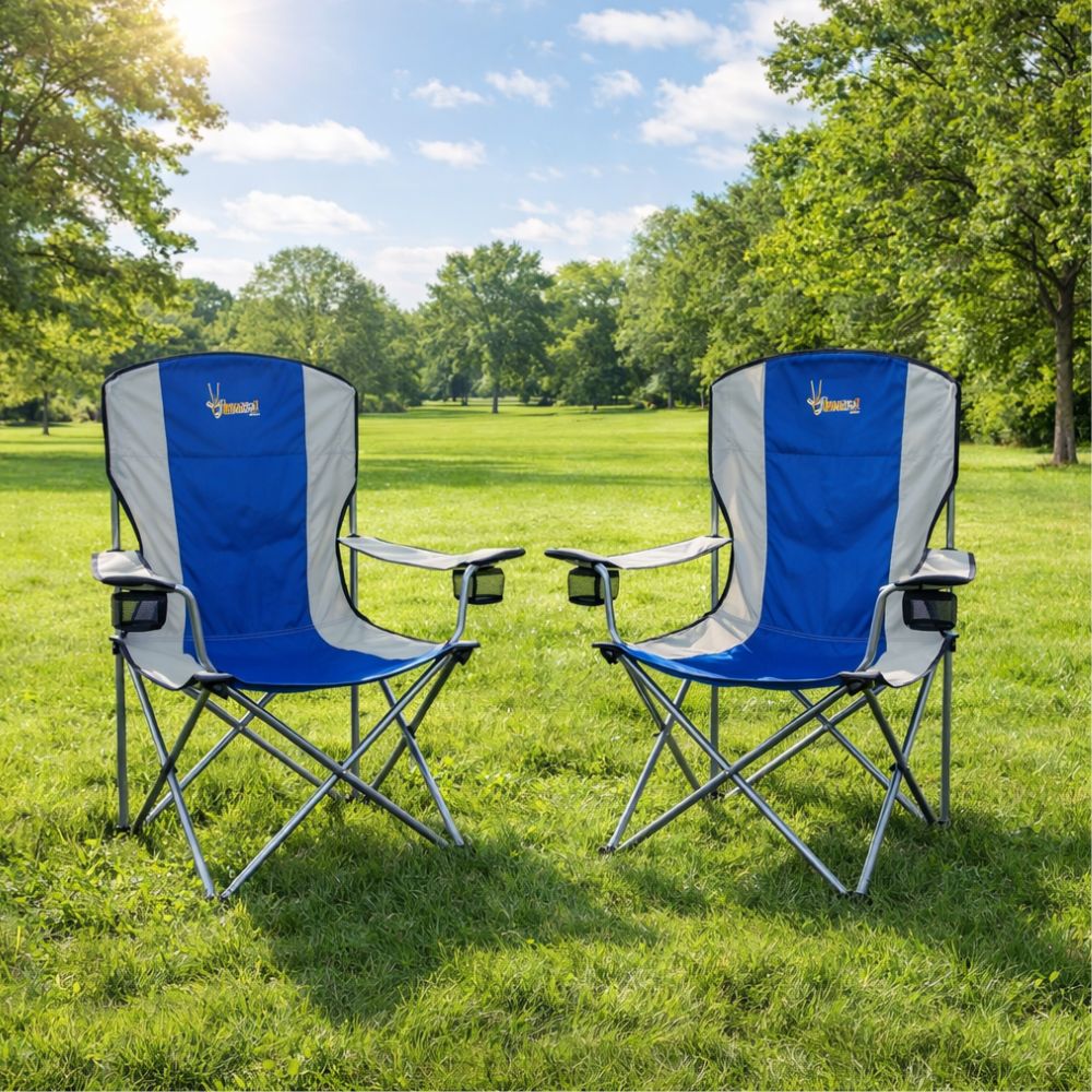 Afritrail Oryx Deluxe Folding Armchair Blue 120kg 2 Pack