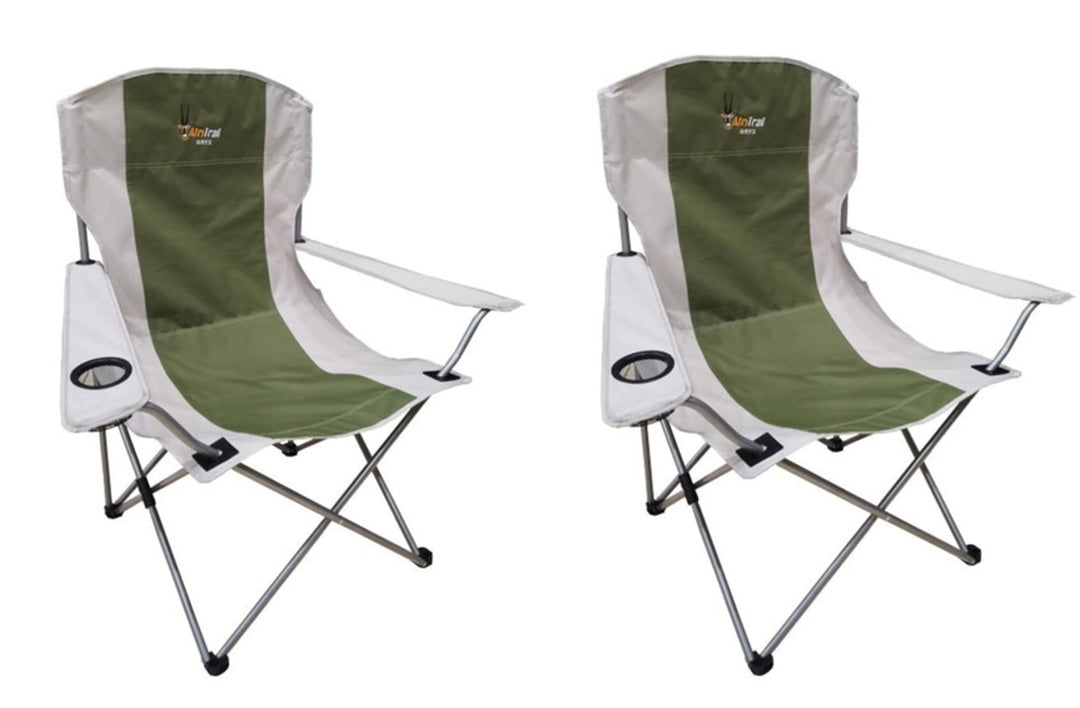 Afritrail Oryx Deluxe Folding Armchair 120kg Green 2 Pack