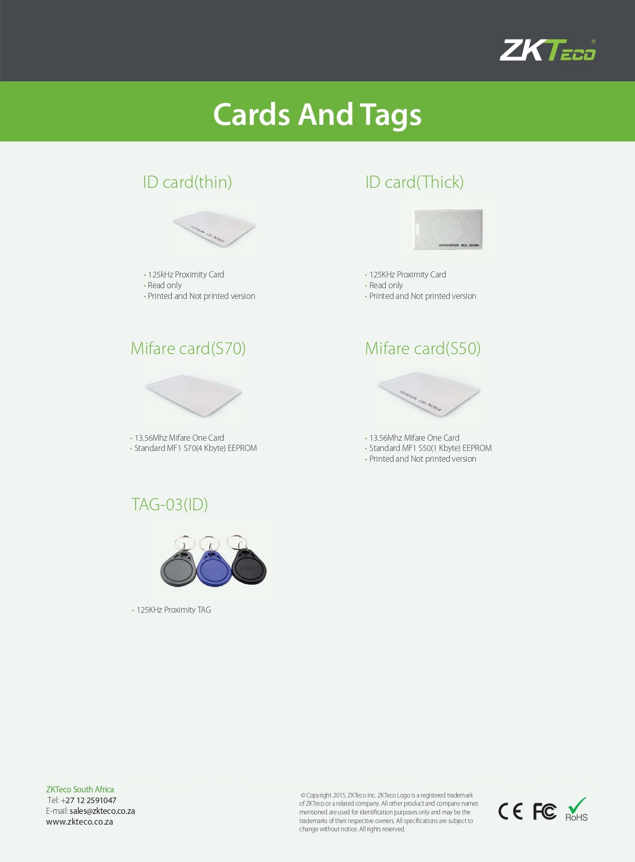 ZK 125KHZ Proximity Card