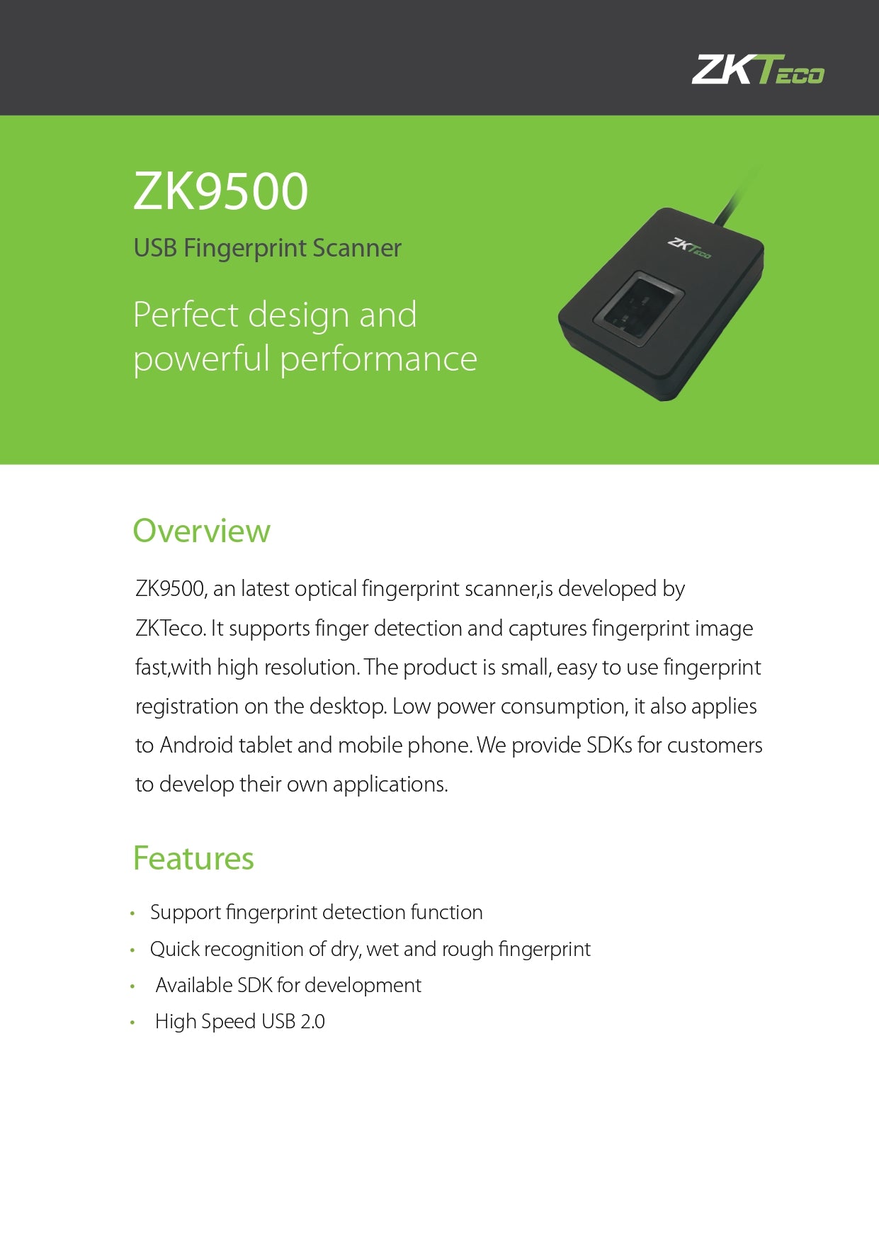 ZK USB Fingerprint Enrollment Reader