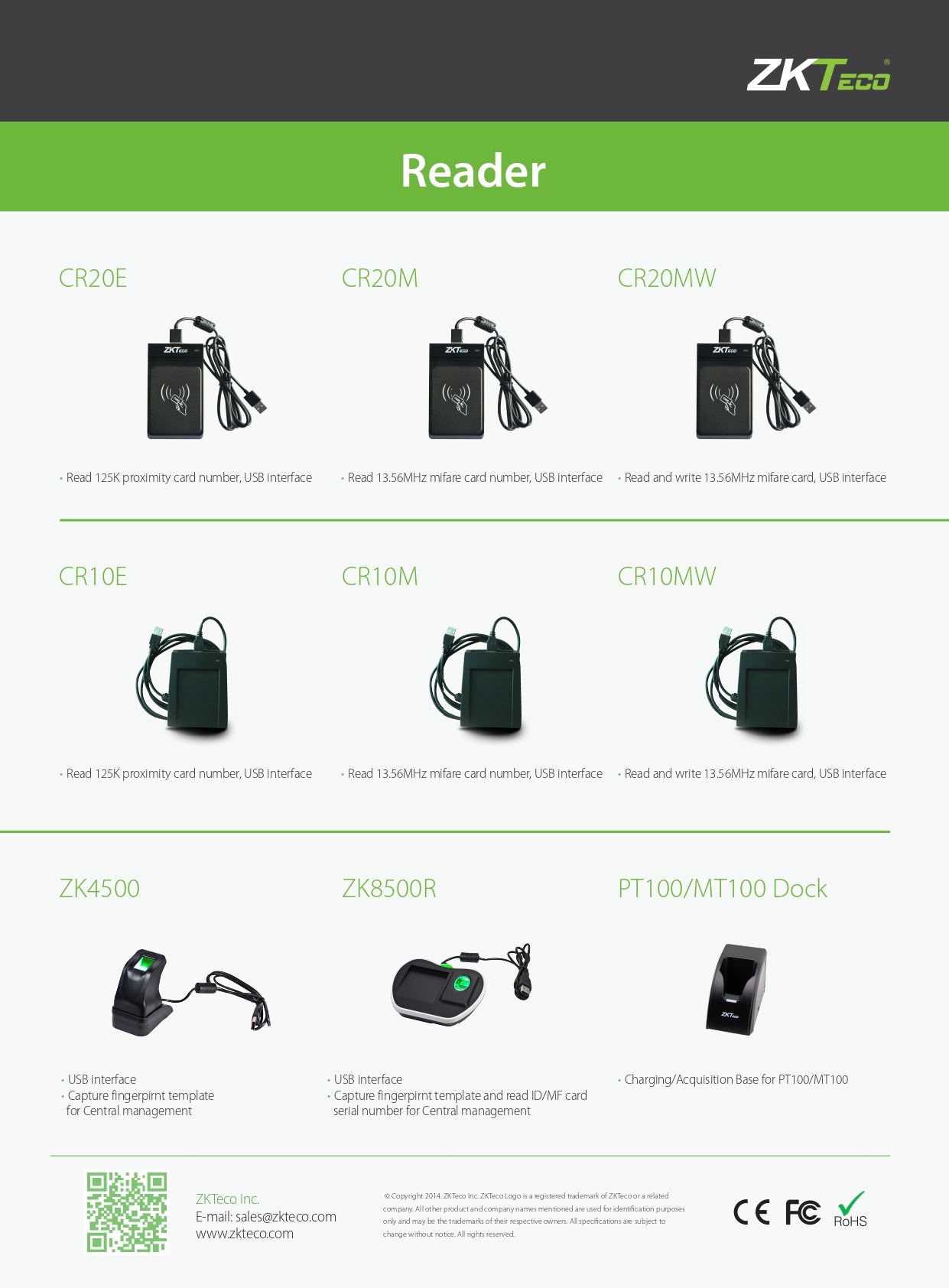 ZK 125KHZ Proximity Tag Card With USB Interface