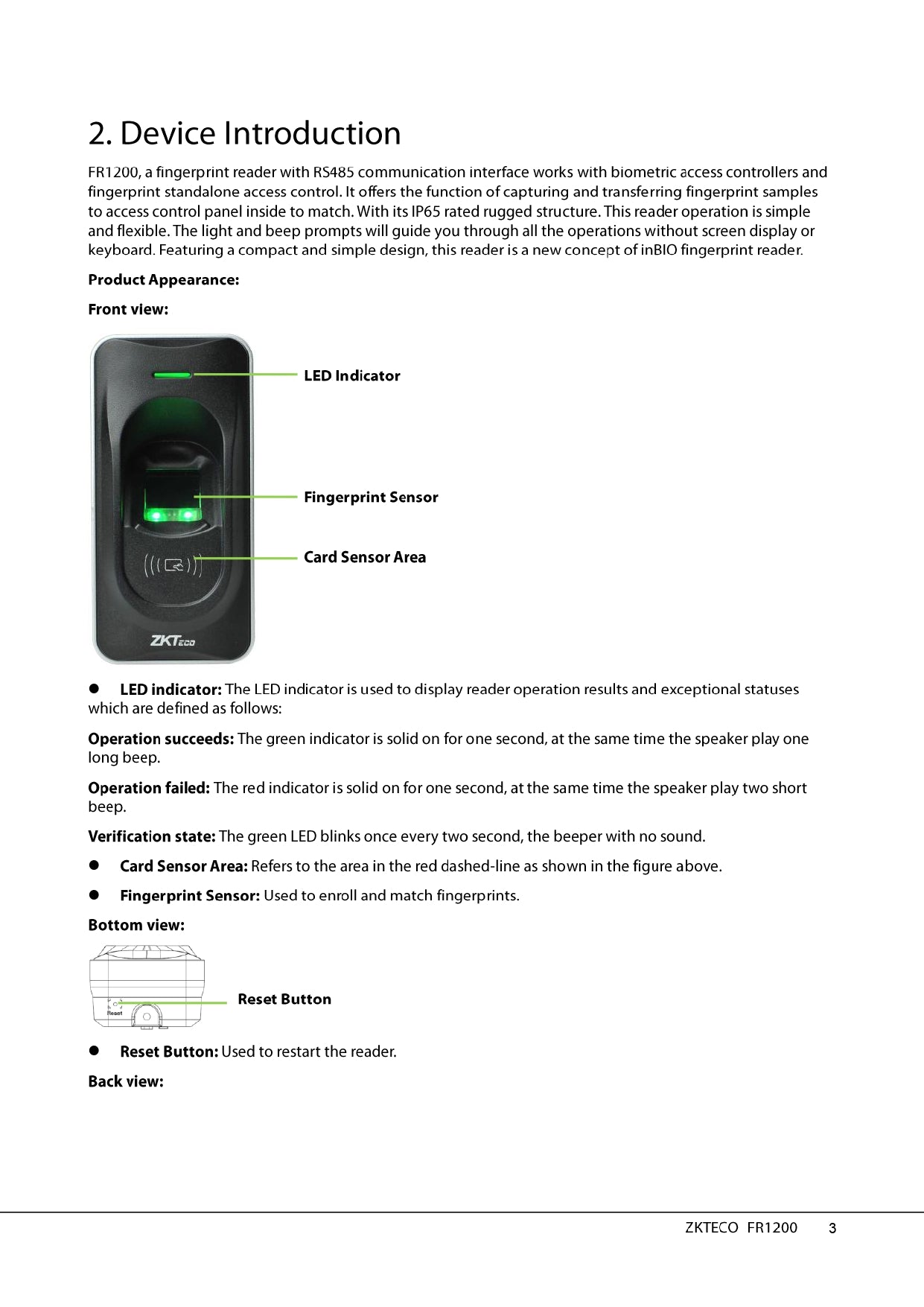 ZK Outdoor Slave Biometric Reader