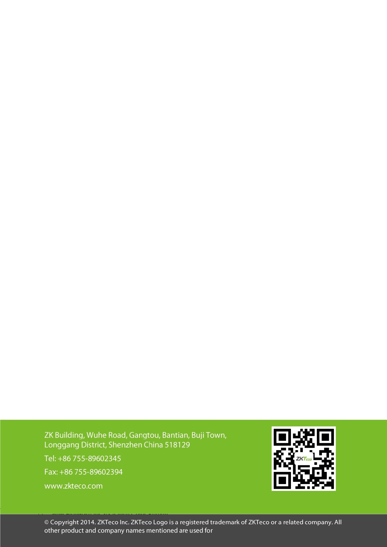 ZK Outdoor Slave Biometric Reader