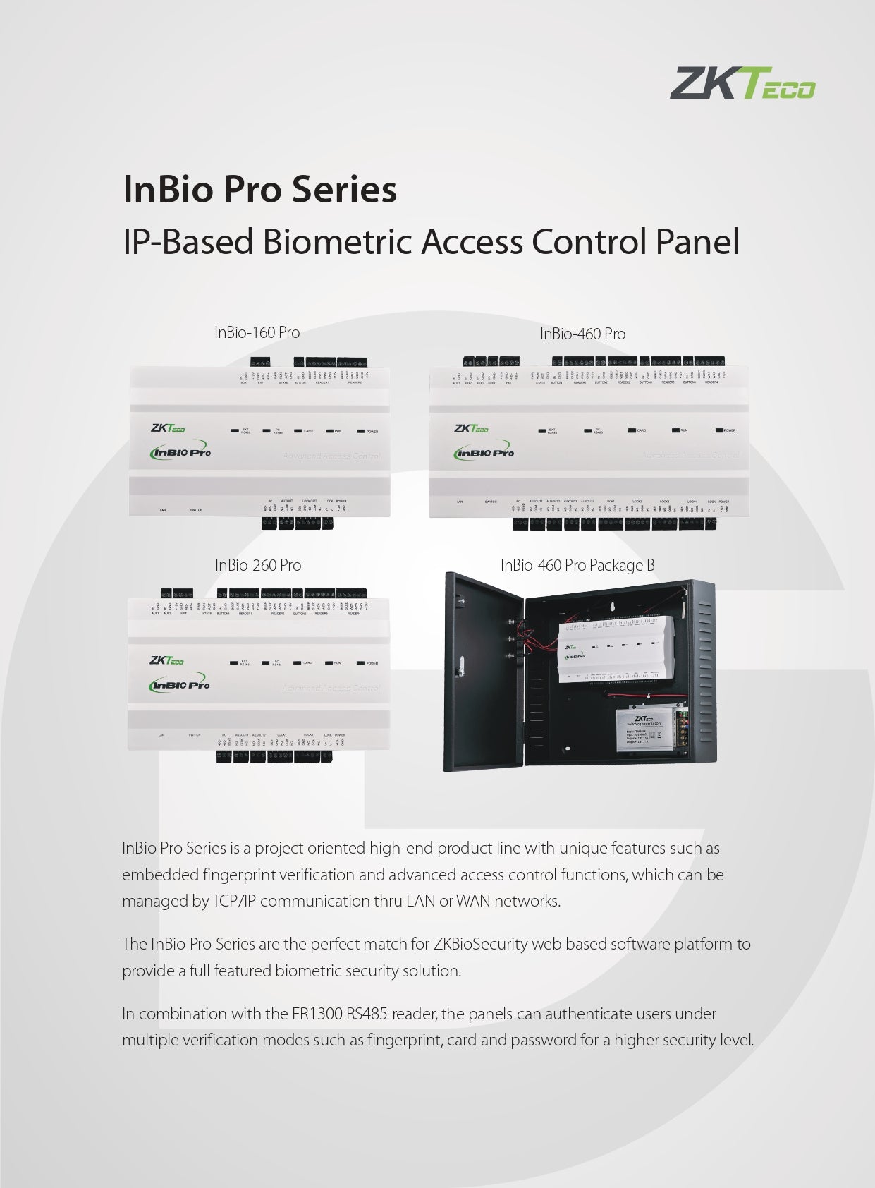 ZK Four Door Controller PRO Plus Used With Biometric Reader