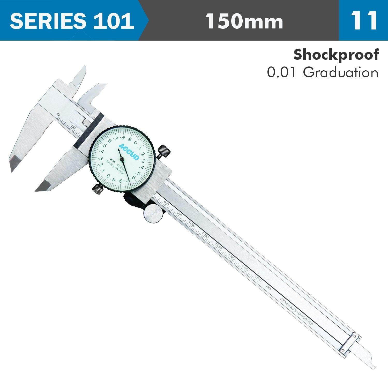 Dial Caliper 150 Mm 0.03 Mm Acc. 0.01 Mm Grad. S/Steel Shockproof - Livestainable.co.za